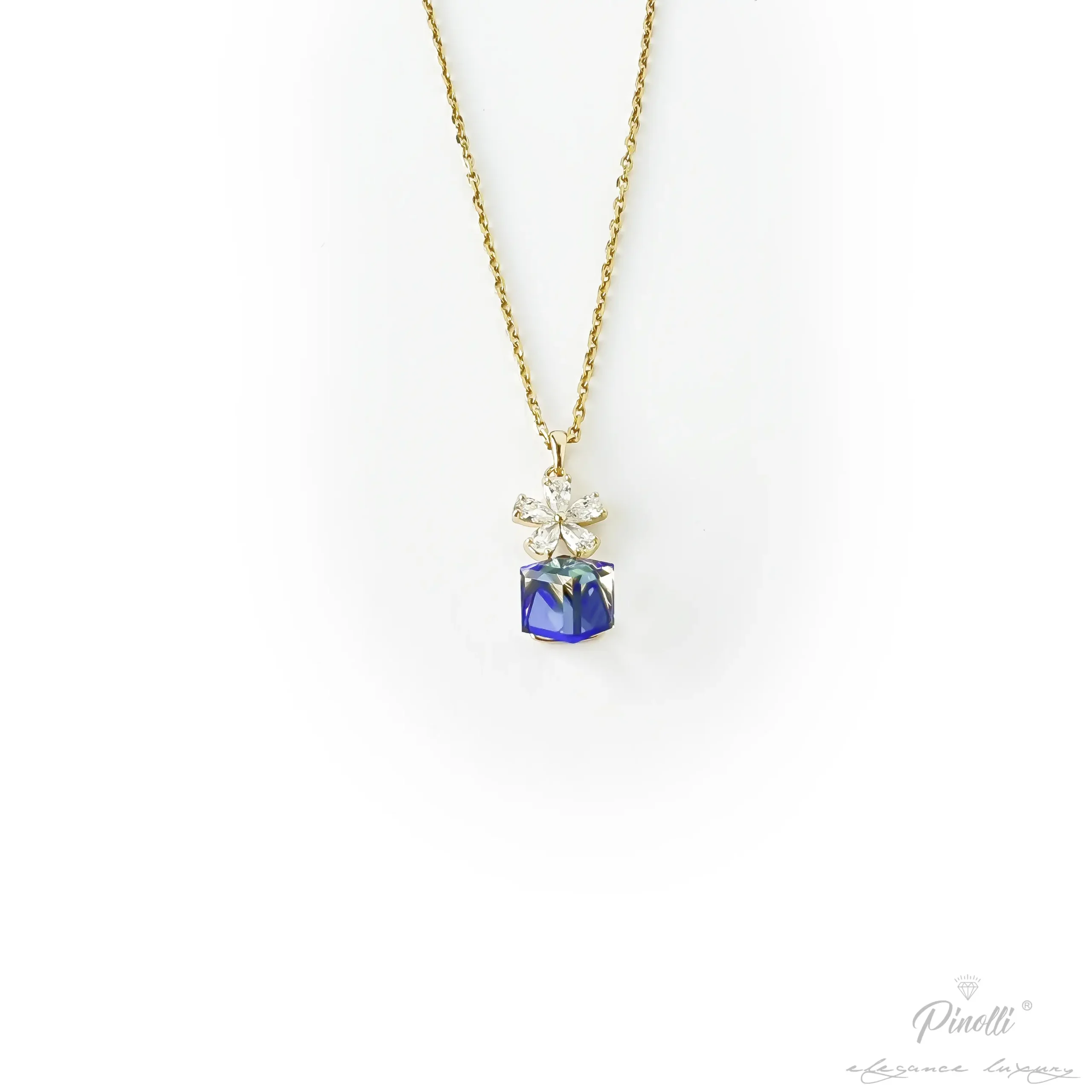 Lant floricica cu piatra albastra swarovski