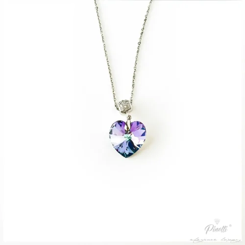 Lant inima swarovski albastra