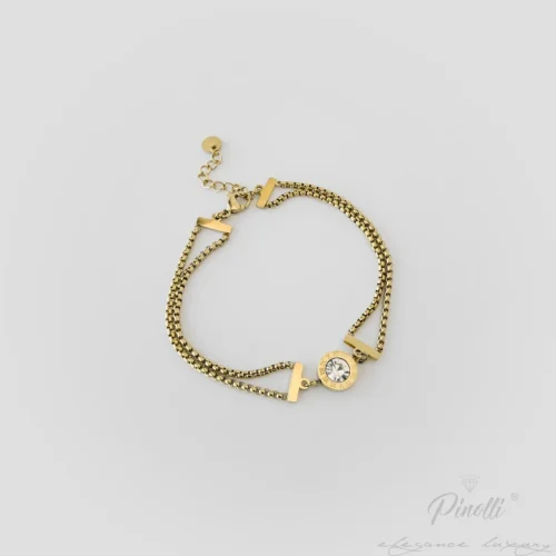 Brățară Golden Tempus Luce cu pandativ cu cristal alb si cifre romane bijuterie dama Pinolli