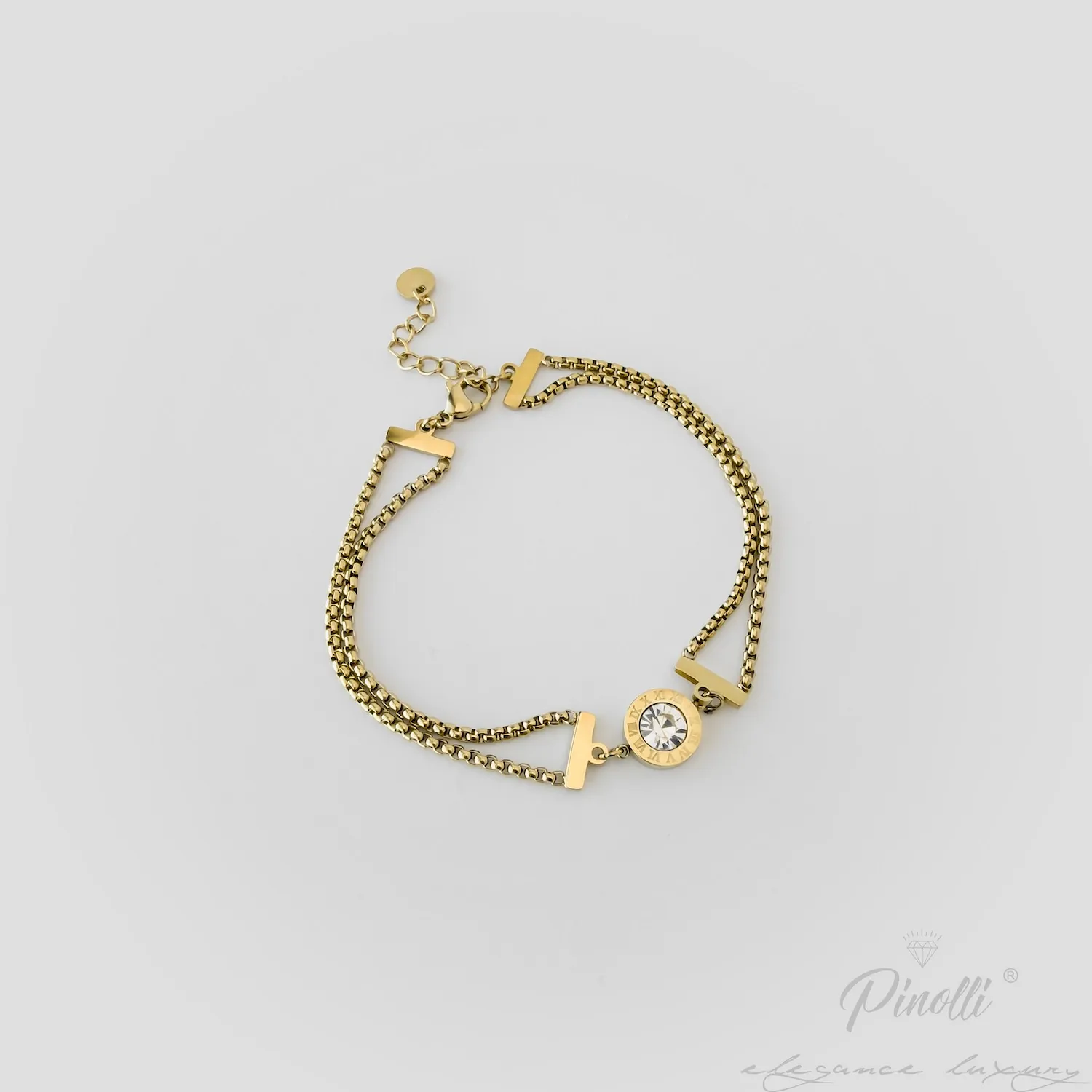 Brățară Golden Tempus Luce cu pandativ cu cristal alb si cifre romane