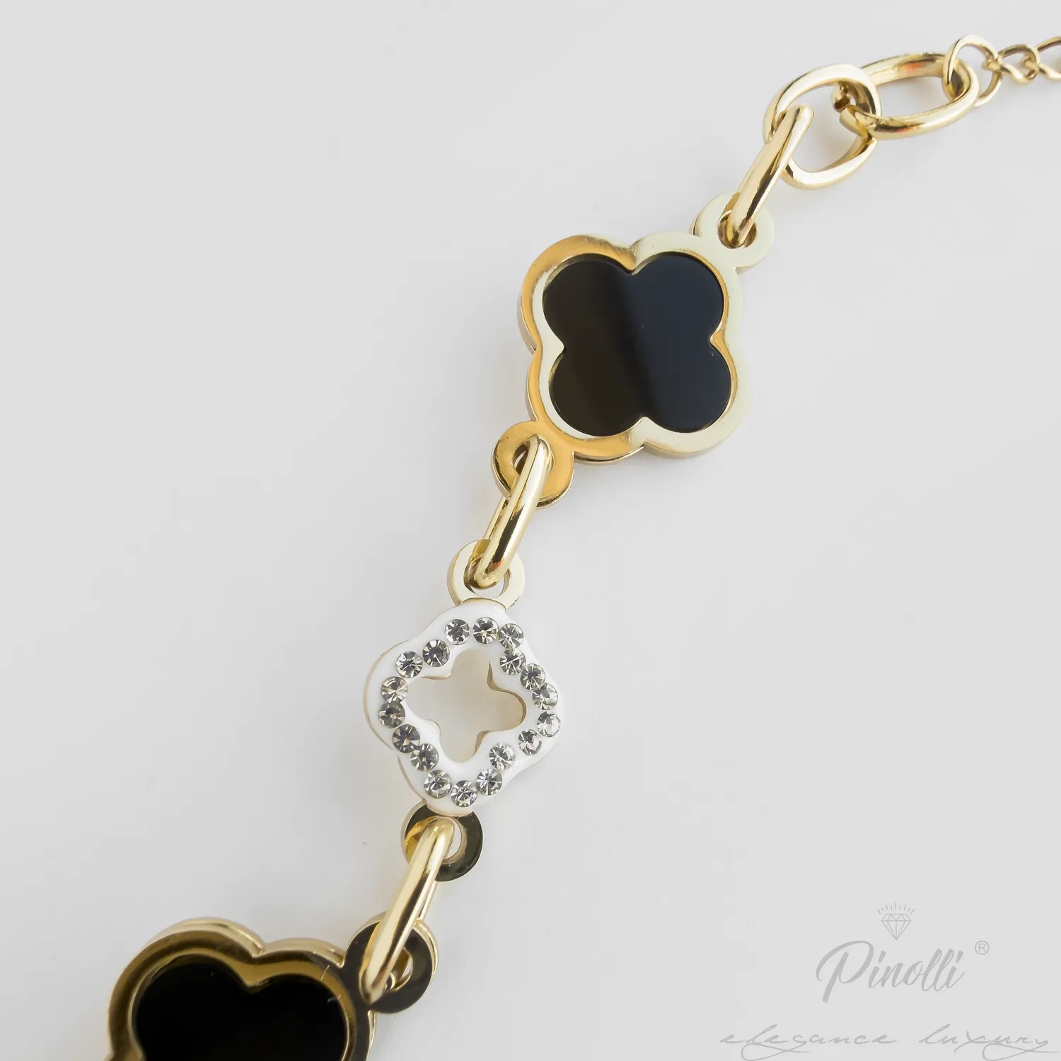 Bratara Nero Fiore Crystal detaliu Pinolli