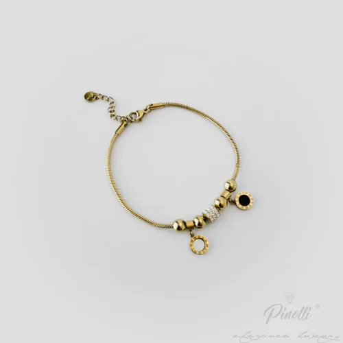 Brățară Nero Tempus Charms Gold cu pandative inscriptionate cu cifre romane bijuterie dama Pinolli