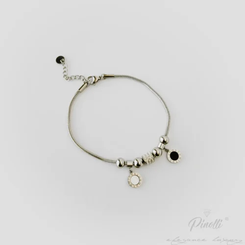 Brățară Nero Tempus Charms Silver cu pandative inscriptionate cu cifre romane bijuterie dama Pinolli