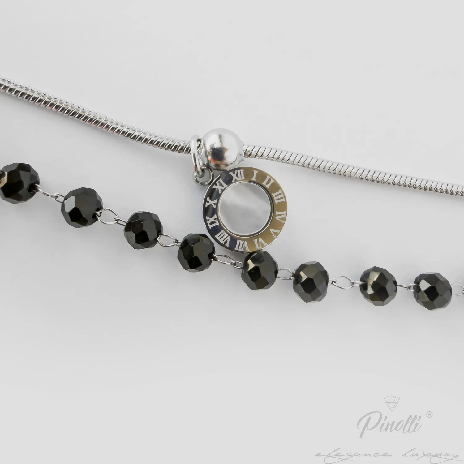 Bratara Nero Tempus Silver detaliu Pinolli