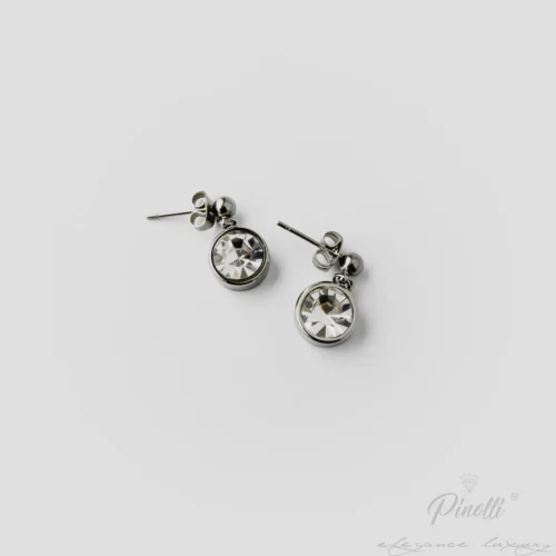 Cercei Crystal Drop Silver albi eleganti Pinolli