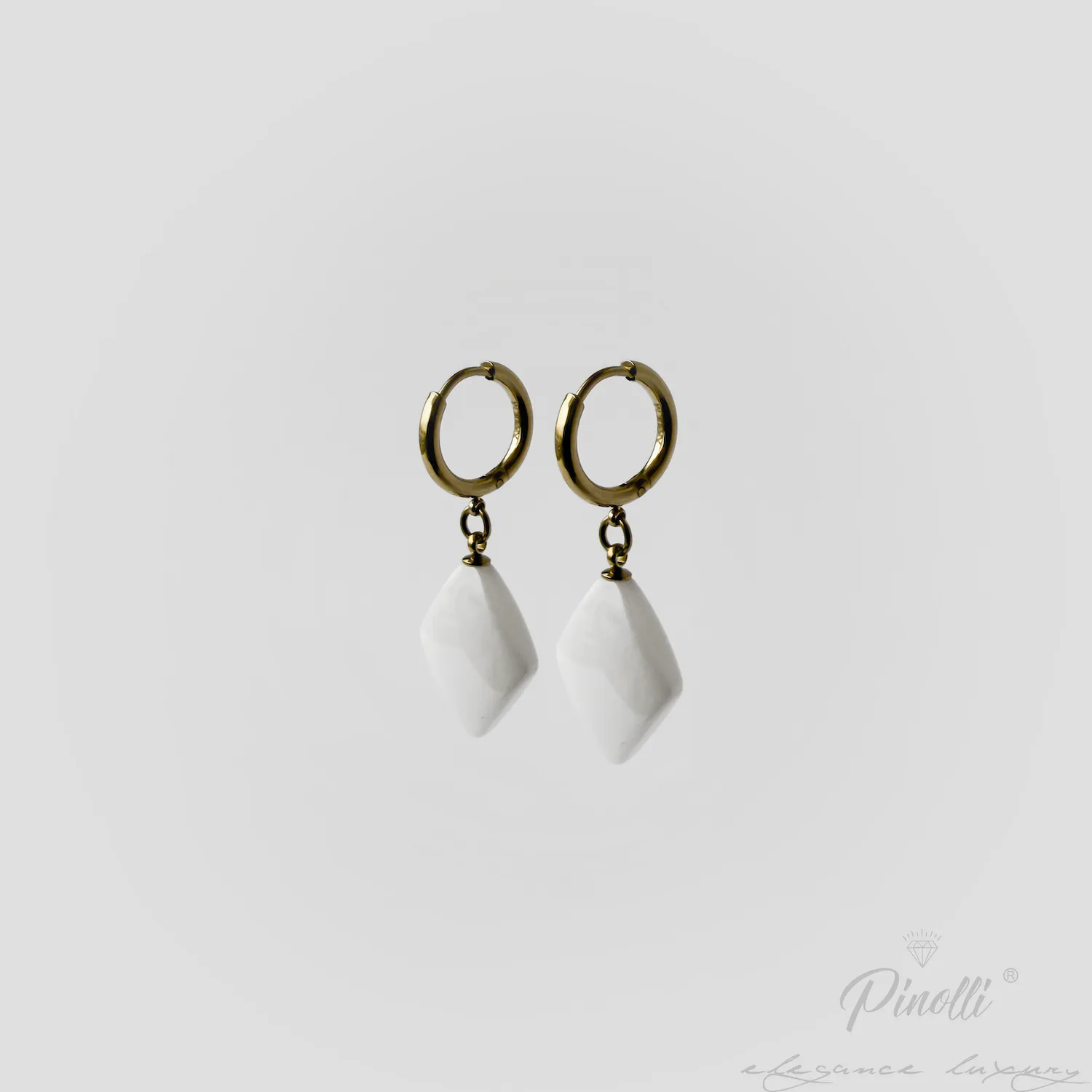Cercei Golden White Drop detaliu Pinolli