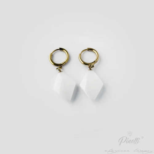 Cercei Golden White Drop eleganti dama Pinolli