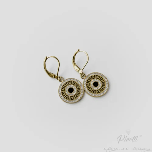 Cercei Medusa Noir gold cu zirconiu negru – design elegant Pinolli