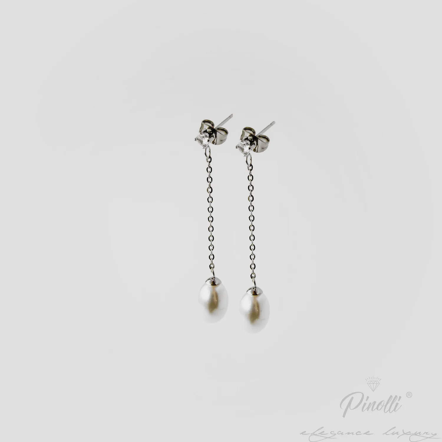 Cercei Pearl Drop Silver detaliu Pinolli