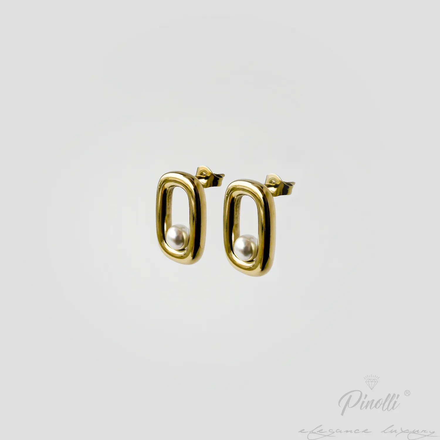 Cercei Perla Frame Gold detaliu dama Pinolli