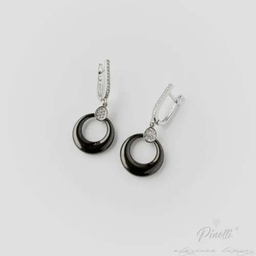 Cercei Silver Noir Circle eleganti dama Pinolli