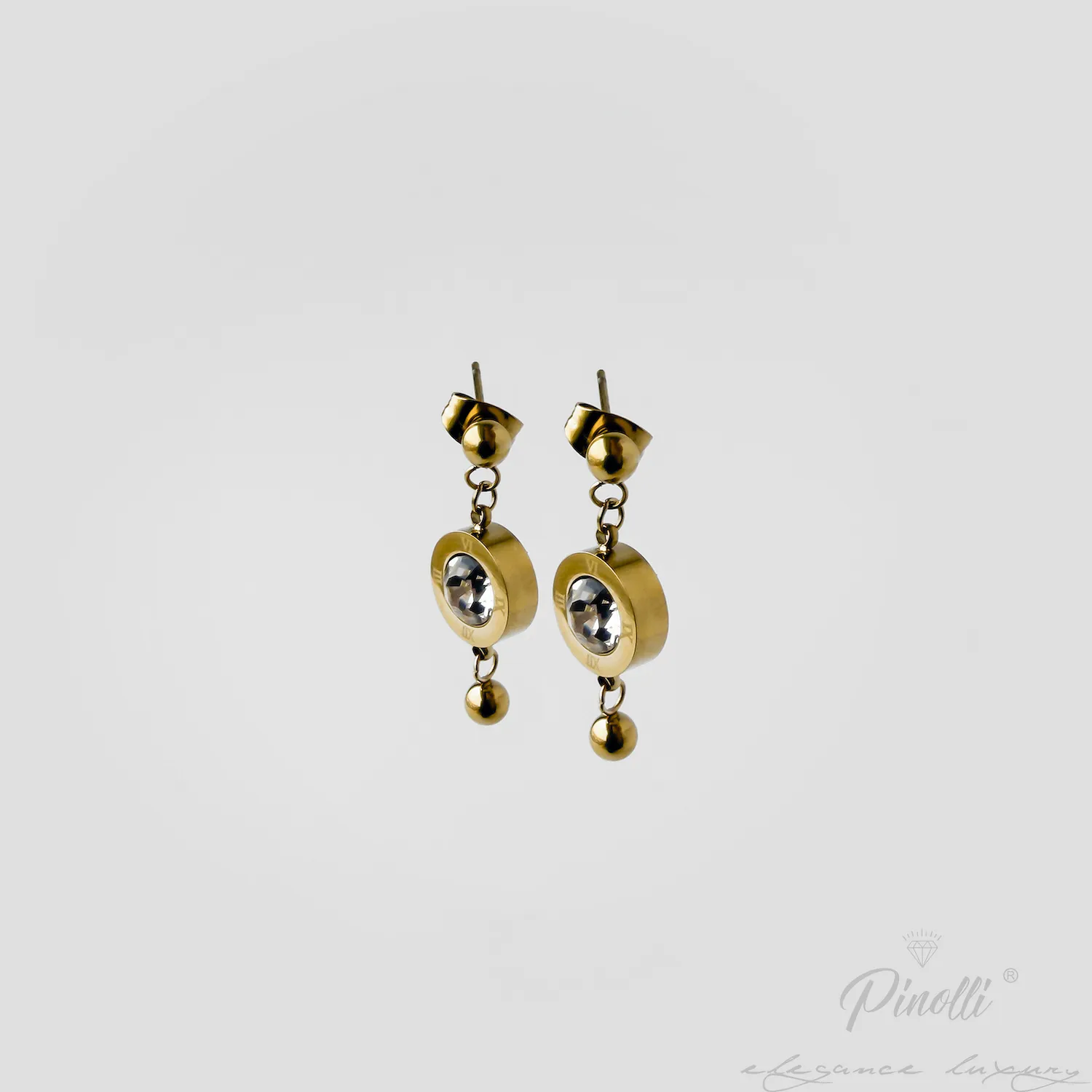 Cercei Tempus Crystal Gold detaliu Pinolli