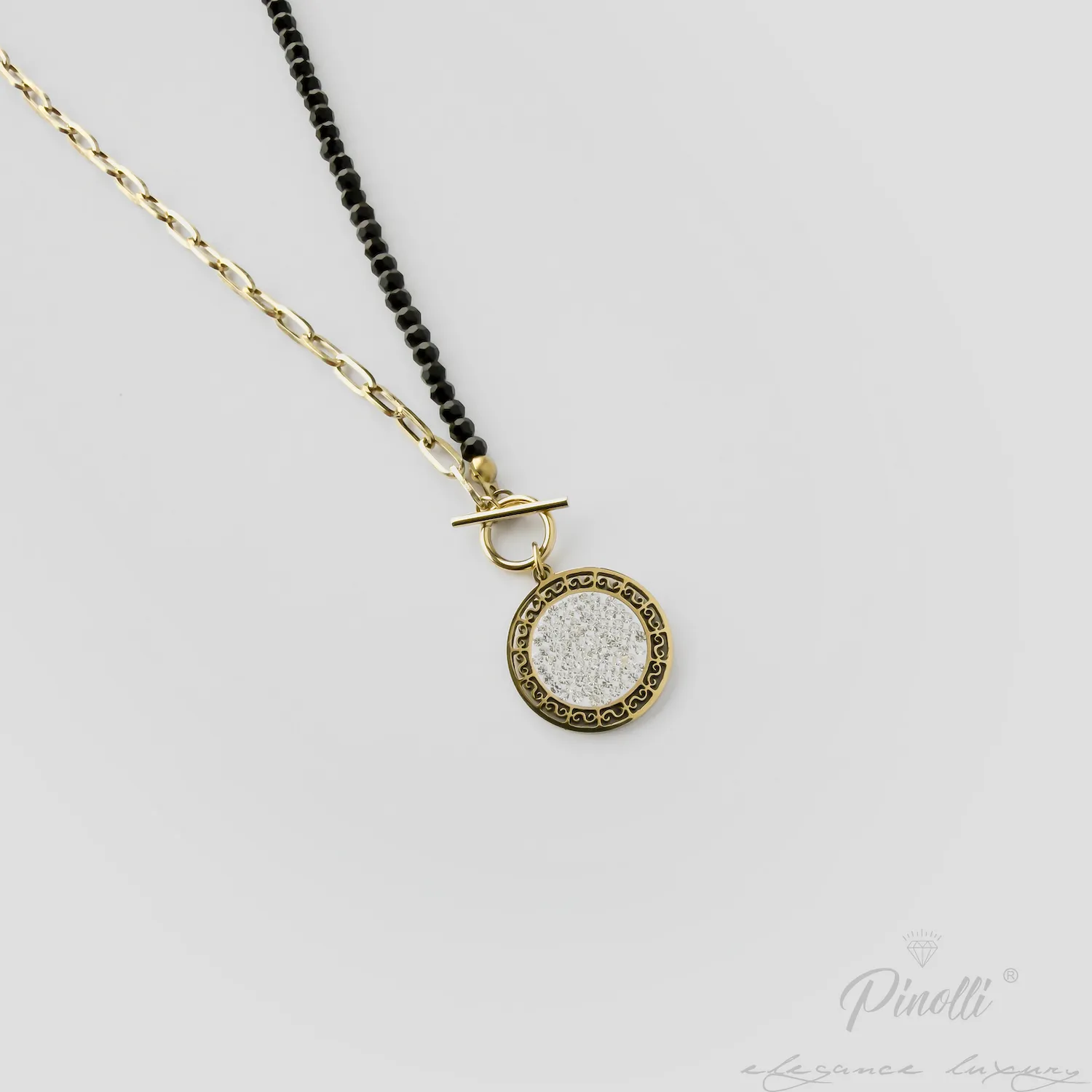 Colier Royal Contrast Crystal cu onix elegant dama Pinolli
