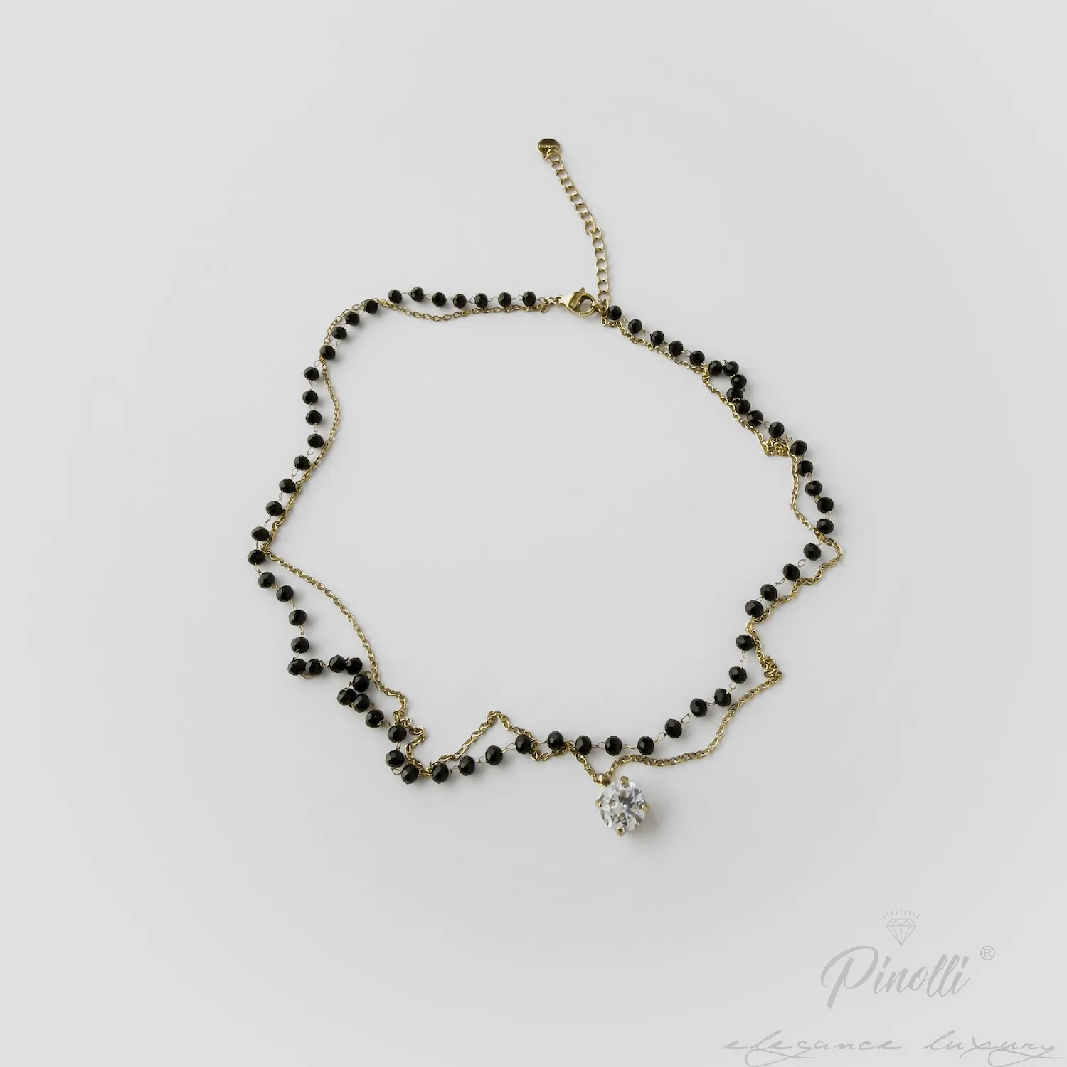 Colier Shine Nero Duo cu onix detaliu Pinolli