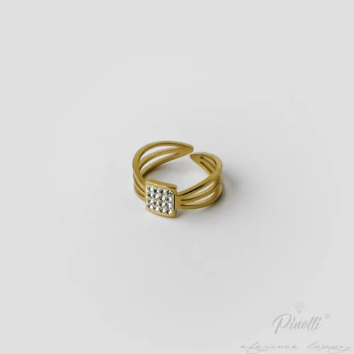 Inel Infinity Crystal Square Gold elegant Pinolli