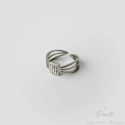 Inel Infinity Crystal Square Silver elegant Pinolli