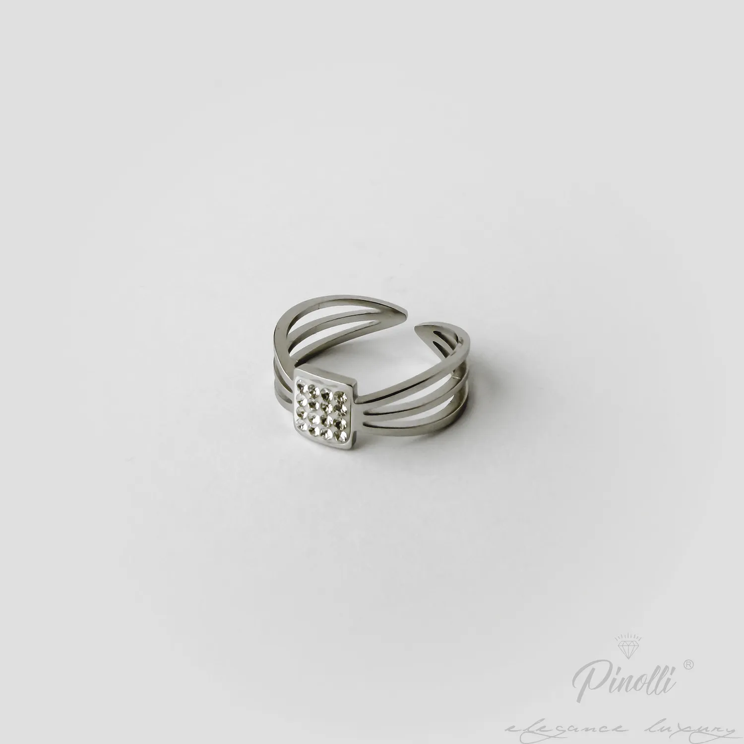 Inel Infinity Crystal Square Silver elegant Pinolli