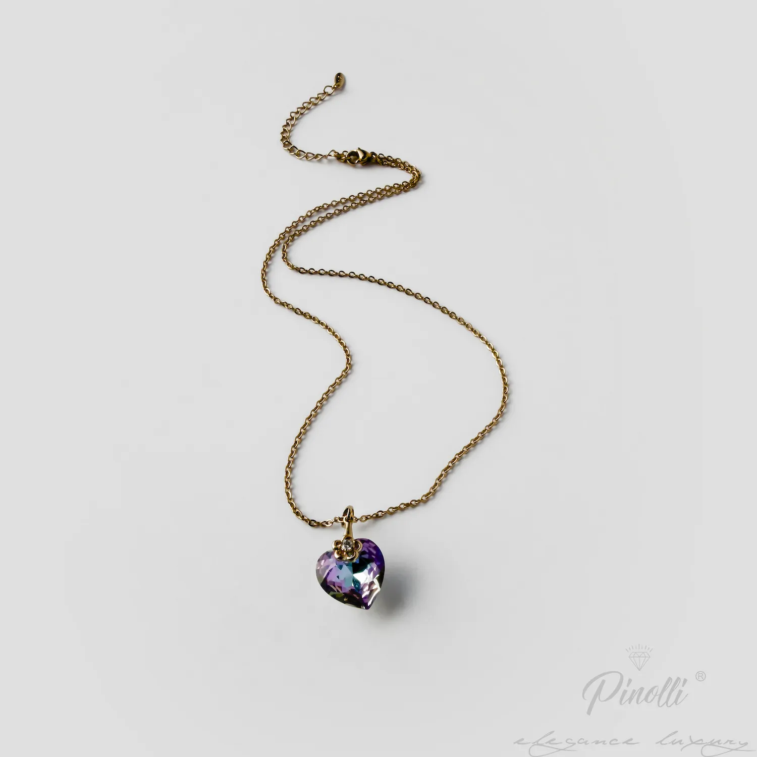 Set colier si cercei Amore Prism Gold Pink elegant dama Pinolli