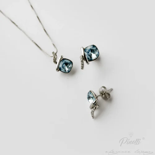 Set colier si cercei Azzurro Cielo Silver closeup Pinolli