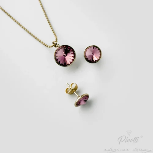 Set colier si cercei Celeste Rose Gold closeup Pinolli