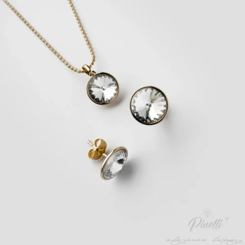Set colier si cercei Celeste White Gold detaliu Pinolli