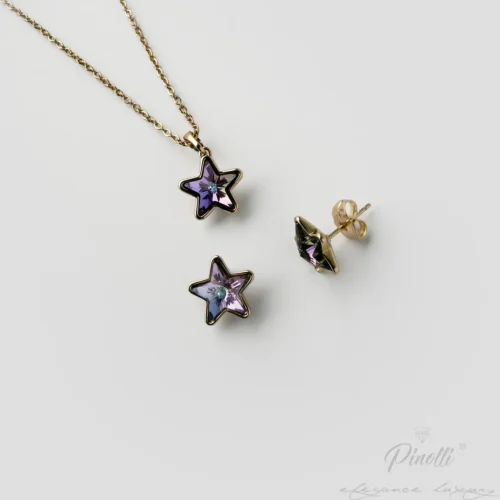 Set colier si cercei Stella Amethyst Oro closeup Pinolli